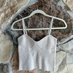 MADEWELL Beige Ribbed Knit Crop Top **like new